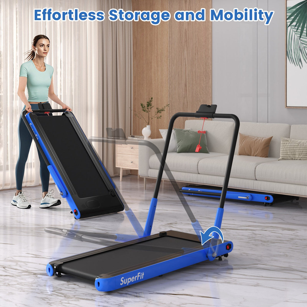 3-in-1 3HP Folding Treadmill with Smart Apps Remote Control and Speakers